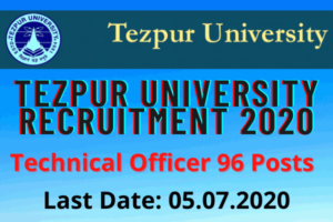 Tezpur University Recruitment 2020: Apply For 96 Technical Officer Posts @ Jal Jeevan Mission, Assam