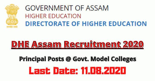 DHE Assam Recruitment 2020: Apply For Principal Posts @ Govt. Model Colleges