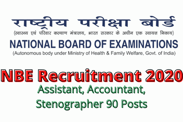 NBE Recruitment 2020: Apply Online For Assistant, Accountant, Stenographer 90 Posts