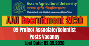 AAU Recruitment 2020: Apply For 09 Project Associate/Scientist Posts Vacancy