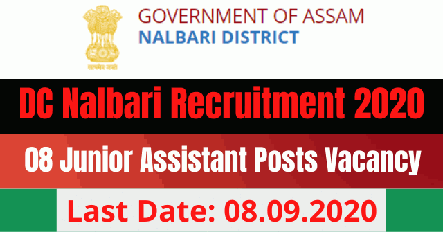 DC Nalbari Recruitment 2020: Apply For 08 Junior Assistant Posts Vacancy