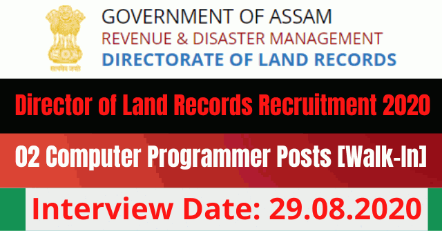 Director of Land Records Recruitment 2020: Computer Programmer Posts [Walk-In]