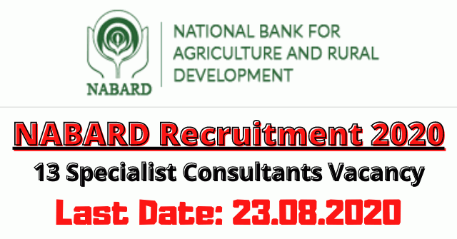 NABARD Recruitment 2020: Apply Online For 13 Specialist Consultants Vacancy