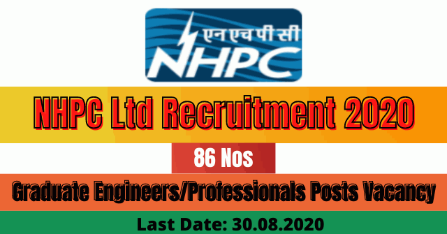 NHPC Ltd Recruitment 2020: Apply Online For 86 Graduate Engineers/Professionals Posts Vacancy