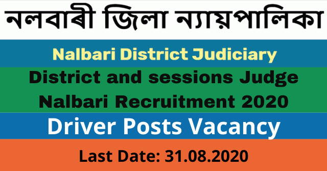 Sessions Judge Nalbari Recruitment 2020: Apply For Driver Posts Vacancy