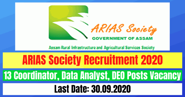 ARIAS Society Recruitment 2020: Apply For 13 Coordinator, Data Analyst, DEO Posts Vacancy