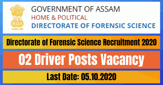 Directorate Of Forensic Science Recruitment 2020: Apply For 02 Driver ...