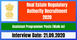 Real Estate Regulatory Authority Recruitment 2020: Assistant Programmer Posts [Walk-In]
