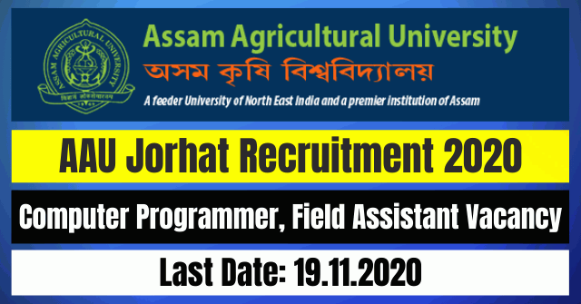 AAU Jorhat Recruitment 2020: Apply For Computer Programmer, Field ...