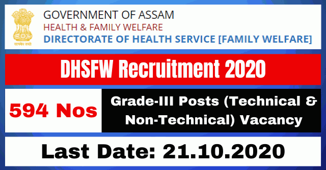 DHSFW Recruitment 2020: Apply For 594 Grade-III Posts(Technical & Non-Technical) Vacancy