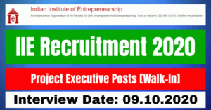 IIE Recruitment 2020: Apply For Project Executive Posts [Walk-In]