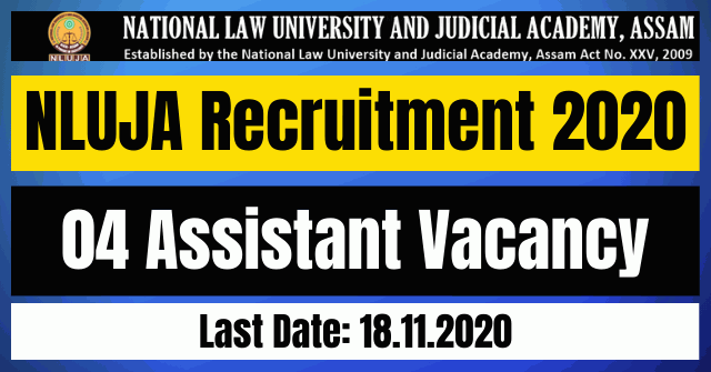 NLUJA Recruitment 2020: Apply For 04 Assistant Vacancy