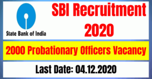 SBI Recruitment 2020: Apply Online For 2000 Probationary Officers Vacancy