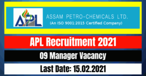 APL Recruitment 2021: 09 Manager Vacancy