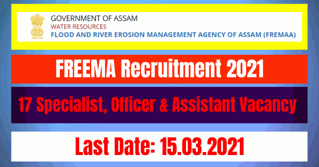 FREEMA Recruitment 2021: 17 Specialist, Officer & Assistant Vacancy