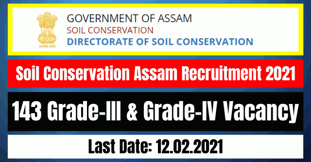 Soil Conservation Assam Recruitment 2021: 143 Grade-III & Grade-IV Vacancy